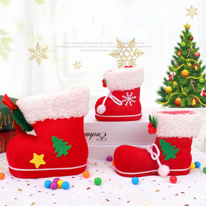 Factory <strong>Wholesale</strong> <strong>Christmas</strong> Decorations Cartoon <strong>Gift</strong> Boots Hot Sale Santa Boots Plush Candy Packaging Boots - Product Image 4