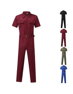 Trabajador hombres auto <span class=keywords><strong>tienda</strong></span> reparación lavado <span class=keywords><strong>de</strong></span> coches <span class=keywords><strong>trabajo</strong></span> uniforme ropa <span class=keywords><strong>de</strong></span> <span class=keywords><strong>trabajo</strong></span> bordado cintura manga corta overol - Product Image 2