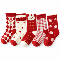 Chaussettes d'hiver en coton doux pour filles, chaussettes de Noël à carreaux rouges avec motif de lapin mignon, chaussettes chaudes pour enfants, ensemble cadeau