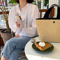Nouveau Sac Fourre-Tout en Paille Style Vintage YCH 2025 pour Femme, Fermeture Ouverte, Vente en Gros Directe Usine pour l'Été et la Plage