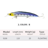 Aotuo Leurre Minnow Flottant Réaliste 110mm 20g pour Pêche en Eau Douce, Lancer Longue Distance, Idéal pour la Pêche au Bar et au Culter - Vente Chaude