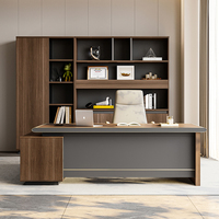 Bureau de direction de luxe en bois moderne, durable et écologique avec rangement dissimulé et chargeur sans fil intégré