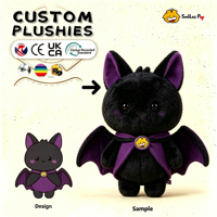 Peluche personnalisée sur le thème d'Halloween, chat magique de dessin animé, super douce, personnalisable, haute qualité, vente chaude