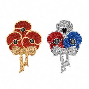 Broche Épingle de Revers en Alliage avec Strass Motif Fleur de Coquelicot 'Nous Oublions' pour Festival, Jour de Commémoration, Souvenir - Product Image 5