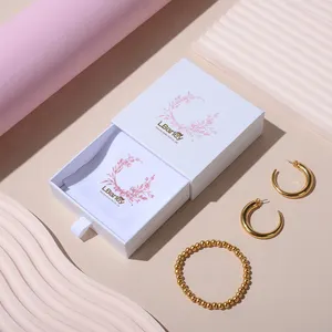 Earring LBarley OEM Custom Design CardboardRing Earring Packaging Box Paper Drawer Jewelry Box With Logo
