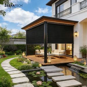 Motorized Vertical Modern Fabric Outdoor Zipper Track <strong>Roller</strong> Blind Windproof Waterproof Built-In Installation Plain Technique - Product Image 3