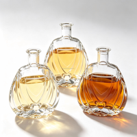 Bouteille en verre sur mesure, 700 ml, 900 g, coupe bouclée, verre super flint, base lourde, pour brandy, whisky, liqueur