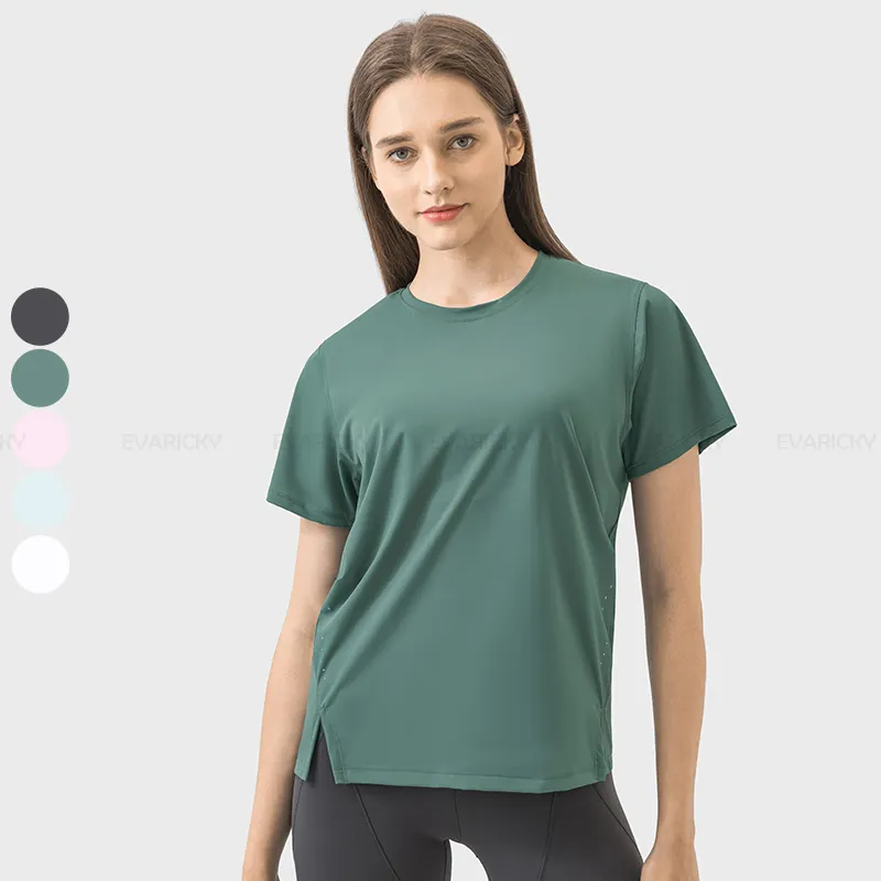 Individuelles Damen-Rundhalsausschnitt Kurzarm einfarbiges T-Shirt hochwertiges T-Shirt Hersteller schwergewichtige T-Shirts für Damen