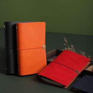 Vente en gros A6 couverture en cuir antique cahier à feuilles mobiles avec sangle rétro Art personnalisable Journal en cuir Journal fournitures scolaires - Product Image 5