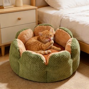 YG-YP675 Personalisiertes Einfaches Blumen-Halboffenes Plüsch-Haustierbett für Katzen & Hunde - Product Image 4