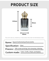 Flacon de parfum de luxe exquis personnalisé, flacon de parfum vintage carré à fond épais noir transparent, 100 ml, 50 ml, 30 ml avec boîte