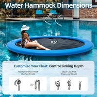Hamac flottant portable en PVC avec filet, transat de piscine gonflable, anneau flottant rond de 8 à 12 pieds, radeau flottant