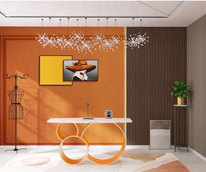 오렌지 실크 현대 방수 쉬운 설치 패션 레이디 여자 침실 배경 화면 라이브 배경 장식 - Product Image 4