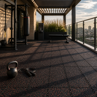 Dalles de sol emboîtables en caoutchouc souple EPDM antidérapantes pour aires de jeux intérieures et extérieures, tapis de sol pour salle de sport avec absorption des chocs et imperméables