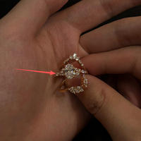 Set Cincin Tumpuk HJ173 Oval Center CZ Marquise Crystal Cluster Floral Engagement Band, Cincin Wanita Mewah Nan Anggun