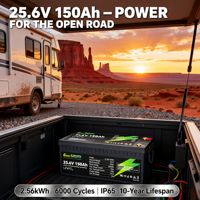 Baterai LiFePO4 25.6V 24V 150Ah Deep Cycle untuk Solar RV Marine