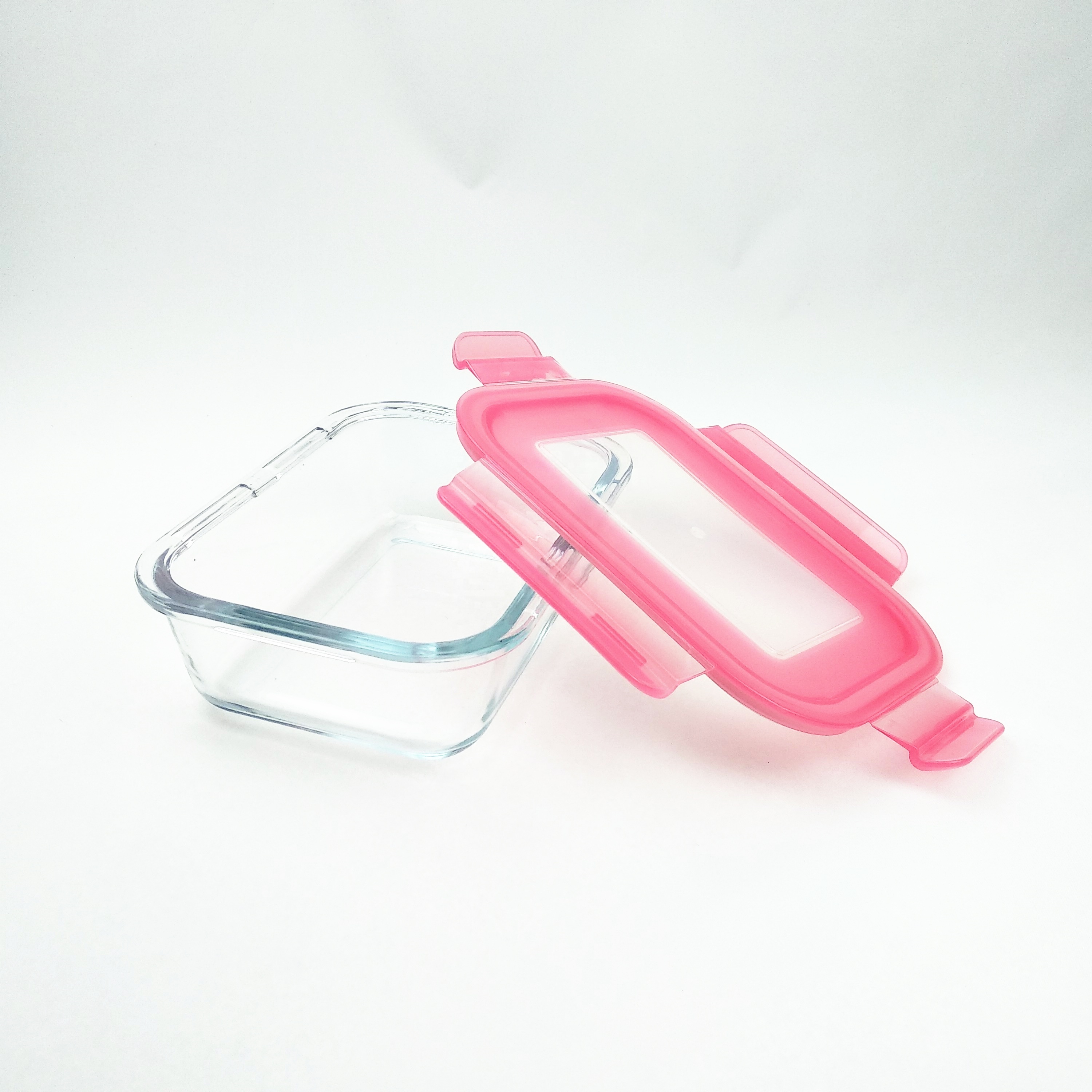 Écologique anti-Fuite Micro-ondable Rect Verre Alimentaire Gardien Boîte de Conteneur de Stockage Avec Pp Couvercle De Couleur