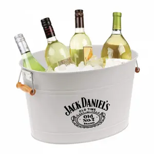 Promotional Large Rectangular Galvanized Tin Metal Beer Wine Ice Bucket With Custom Logo Metal Ice Bucket