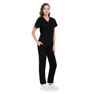Conjunto de pantalones de cintura elástica personalizable con cuello en V, uniforme médico de secado rápido para enfermeras, 8 colores, pedido a granel - Product Image 3