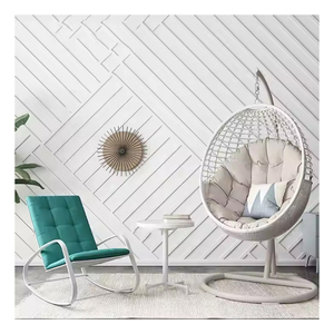 canne en osier de jardin modernes blancs chaises à oeufs suspendues en rotin en métal de porche de patio extérieur avec support - Product Image 6