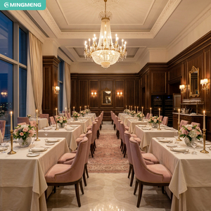 Meubles de salle de bal d'hôtel haut de gamme classiques, chaises de banquet en velours, ensemble de tables longues pour restaurant gastronomique - Product Image 1