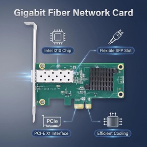 Tarjeta de Red Gigabit <span class=keywords><strong>PCIEX1</strong></span> 5.4 I210 para Servidor de Escritorio, Puerto Óptico SFP, Compatible con Interfaz X4X8X16 - Product Image 2