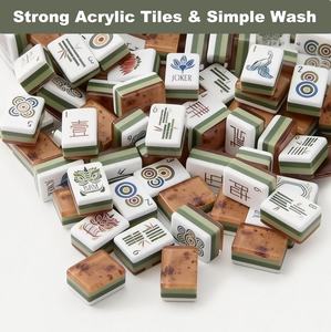 Хит продаж: Набор для американского маджонга из 4-слойного акрила с текстурой дерева, 160 плиток, для встреч и мероприятий - Product Image 4