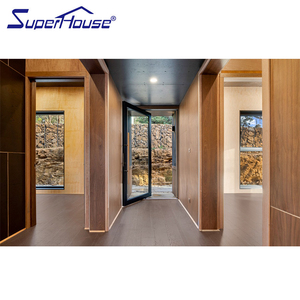 Superhouse 2024 pintu eksterior pintu depan masuk kaca Pivot pintu masuk bingkai Aluminium gaya modern untuk rumah - Product Image 2