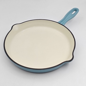 Poêle à frire <span class=keywords><strong>en</strong></span> <span class=keywords><strong>fonte</strong></span> émaillée intégrée pour la friture et les sautés Compatible avec les tables de cuisson à <span class=keywords><strong>induction</strong></span> et les flammes nues - Product Image 1