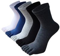Chaussettes à cinq orteils pour hommes Crew Cotton 5 Fingers Plain Classic Private Label Winter Solid Crew Black Toe Socks