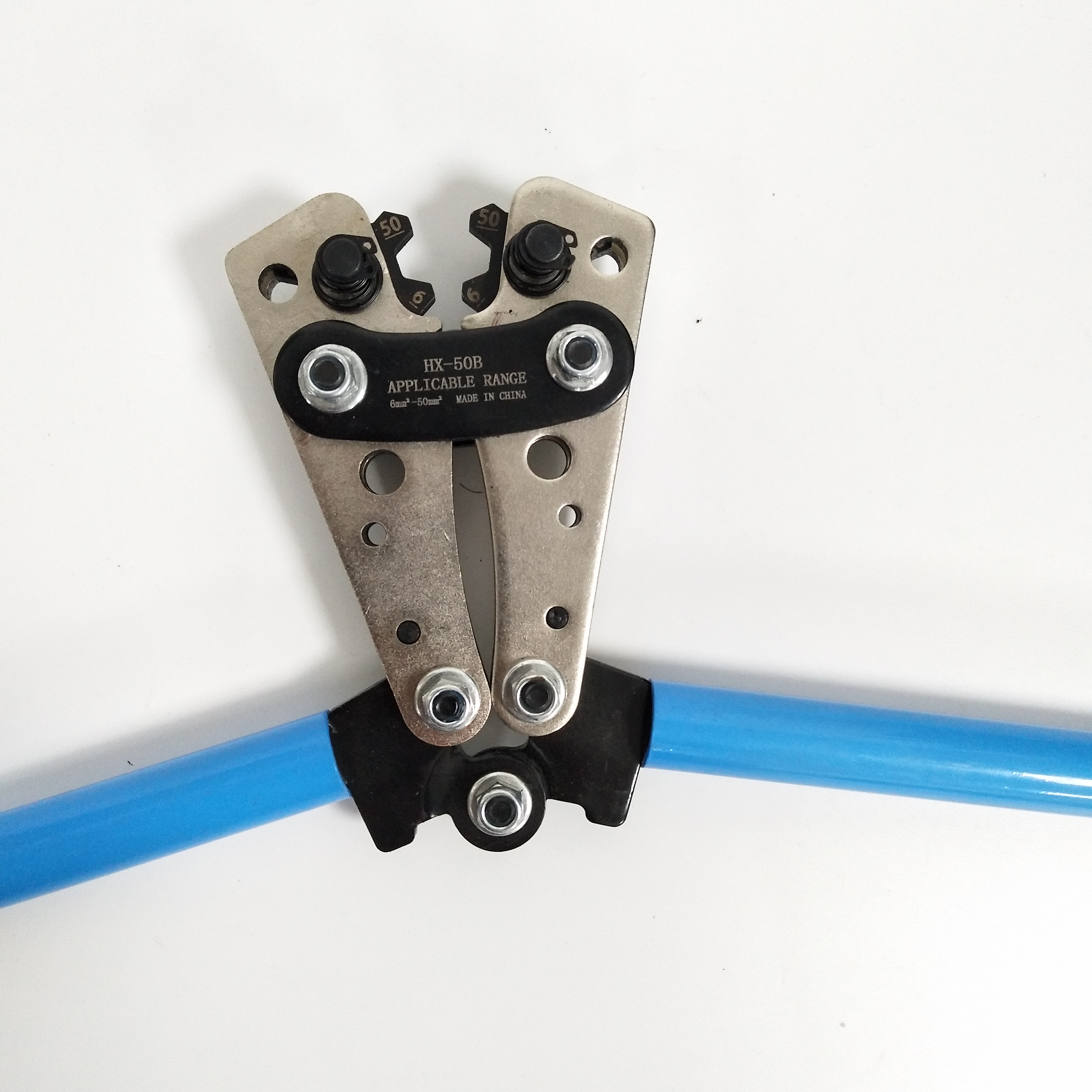 HX-50B Wire Terminal Crimping Tool 6-50mm2 Heavy Duty Cable Lug Crimper Plier Cu/Al Terminal Ratchet (AWG10-1/10)