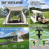 Tenda Camping Lipat Portabel 2-in-1 Kain Oxford Anti Air Empat Musim Lapisan Perak Pelindung Matahari Anti Salju