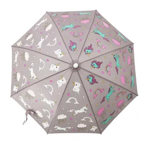 Оптовая продажа, маленький минимальный заказ, детский зонт с единорогом, меняющий цвет от производителя