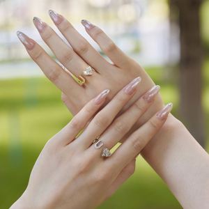 Bague de fiançailles, de promesse ou de mariage DYLAM 26, initiale alphabet U, argent sterling 925, forme cœur, zircone cubique 5A, bijoux fins - Product Image 2