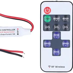 11 Key RF Mini Wireless Remote Controller with 6A DC 5-24V for Single Color LED Strip Lights Wireless Switch Control Dimmer