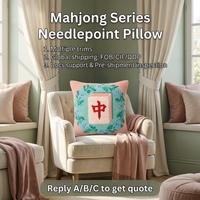 Housse de coussin Mahjong florale carrée brodée – Faite main en polyester/coton, personnalisable, écologique, 3D, style campagne française chic pour hôtel