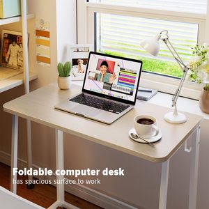 Scrivania Pieghevole da 31,5 Pollici, Tavolo Salvaspazio per Computer, Postazione di Lavoro per Casa e Ufficio, Facile Montaggio, in Quercia - Product Image 5