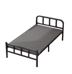 Lit pliant <span class=keywords><strong>pas</strong></span> <span class=keywords><strong>cher</strong></span> noir en fer et acier, lit pliant à 2 sections, cadre métallique, <span class=keywords><strong>fourniture</strong></span> directe usine - Product Image 2