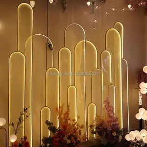 Conjunto de arco de metal de ferro para eventos com faixa de luz LED para cenário de casamento com design exclusivo