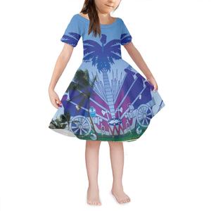 点缀海地女童婴儿服装印花连衣裙厂家供应定制波利尼西亚儿童短袖连衣裙4-14岁 - Product Image 6