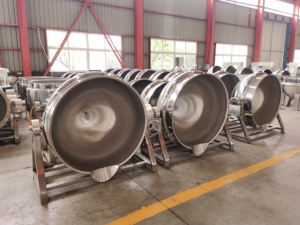 Panela de Cozinha Industrial em Aço Inoxidável 304 com Controle PLC, Grande Capacidade, Aquecimento Elétrico a Vapor para Processamento de Alimentos - Product Image 3