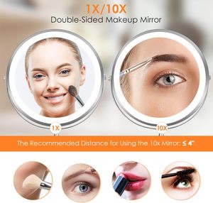 Miroir de maquillage professionnel rond double face éclairé mural en acier inoxydable noir pour la vente en gros - Product Image 2