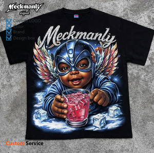 Camiseta unisex negra de manga corta con cuello redondo, estampado digital de patrón grande, informal, talla grande, 100% algodón, tejido de punto. - Product Image 4