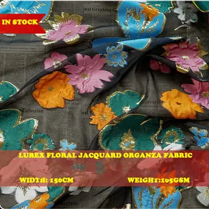 NAIS grosir bunga dicetak tenun rajut Organza Lurex sifon kain Jacquard digunakan untuk membuat Saris logam kain sutra