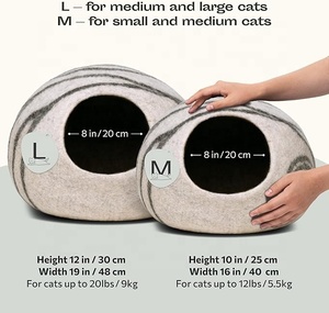 트렌디한 핸드메이드 100% PET 펠트 폴리에스터 고양이 동굴 침대 접이식 2 in 1 미끄럼 방지 바닥 따뜻한 실내용 애완동물 동굴 침대 - Product Image 3
