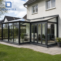 Véranda sur mesure toutes saisons avec extension de patio, structure en aluminium, toit en verre isolant Low-E, véranda attenante à la maison