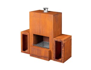 Cheminée extérieure en acier corten avec rangement pour bois - Product Image 5