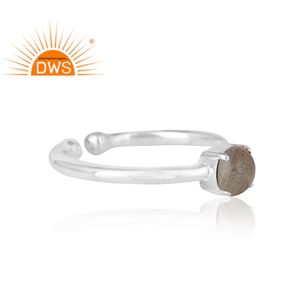 Bague en pierre précieuse labradorite naturelle, bague solitaire en argent sterling fin, bijoux en argent faits à la main, collection classique - Product Image 2