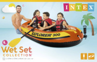 Perahu Karet Tiup INTEX 58332 Orange Explorer Ramah Lingkungan PVC untuk Tiga Orang, Kayak 2.1-3m, Anak-Anak Dewasa, Olahraga Air, Memancing