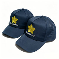 Casquette de camionneur personnalisée brodée de haute qualité, perforations découpées au laser, imperméable, 5 panneaux, casquette perforée à fermeture rapide